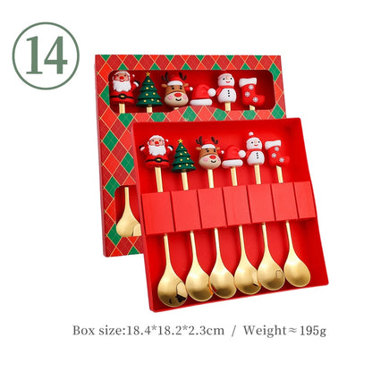 J Christmas Spoon Suit Cartoon Funny Christmas Tree Dessert Cake Spoon Creative Tableware Christmas Gift