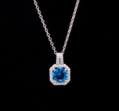 Ig Style Polygon Copper Inlay Zircon Pendant Necklace