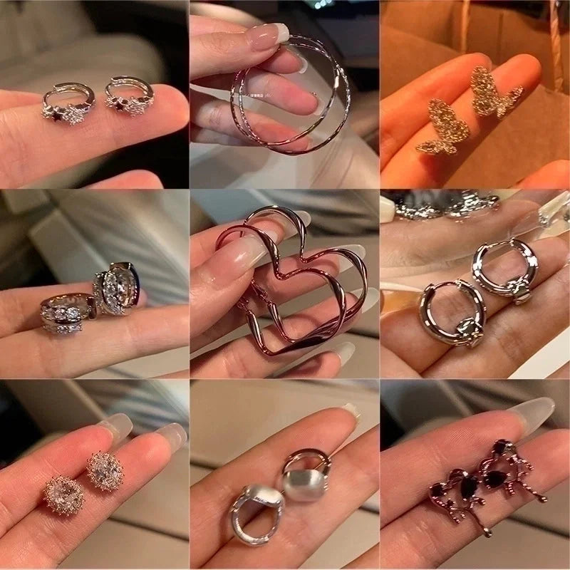 1 Pair Casual Minimalist Round Heart Shape Plating Inlay Copper Zircon Earrings