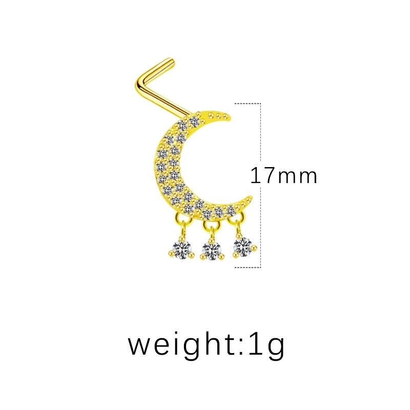 1 Piece Nose Rings & Studs Minimalist Classic Style Heart Shape Butterfly Stainless Steel Titanium Steel Copper Plating Inlay Rhinestones Zircon Gold Plated Nose Rings & Studs