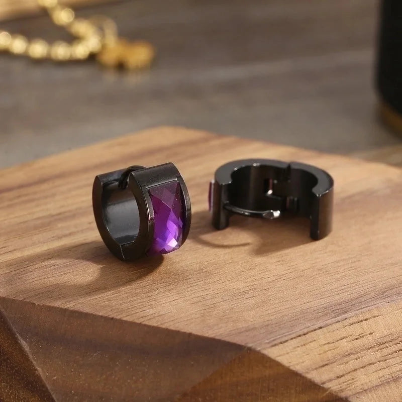 1 Pair Minimalist U Shape Plating Inlay Titanium Steel Glass 18K Gold Plated Earrings