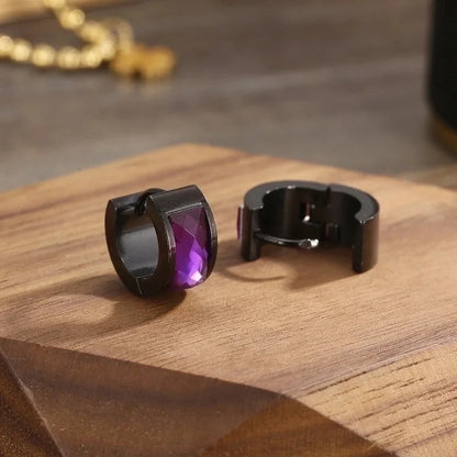 1 Pair Minimalist U Shape Plating Inlay Titanium Steel Glass 18K Gold Plated Earrings