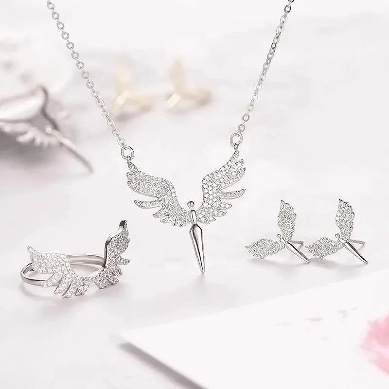 Angel Wings Titanium Steel Necklace Pendant Women's Collarbone Creative Wings Necklace Gift For Girlfriend Wife -3010
