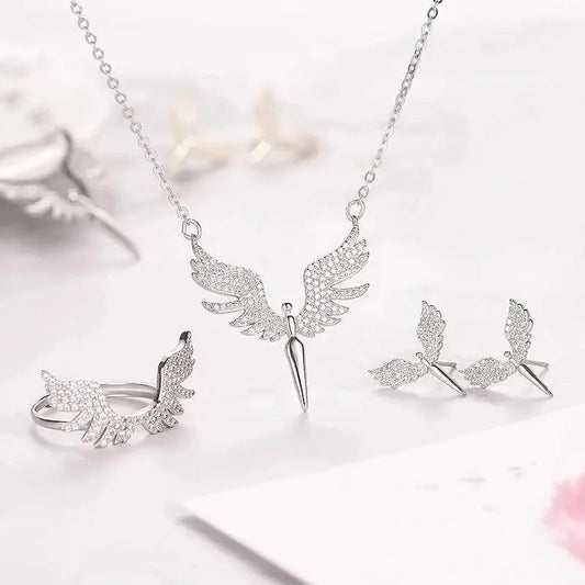 Angel Wings Titanium Steel Necklace Pendant Women's Collarbone Creative Wings Necklace Gift For Girlfriend Wife -3010