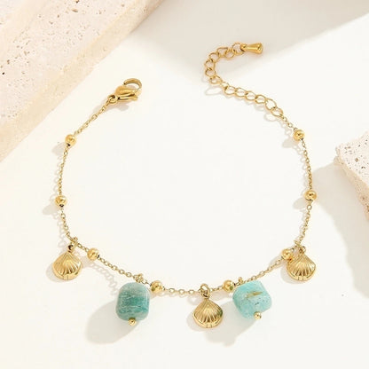 Minimalist Classic Style Color Block Ocean Titanium Steel 18K Gold Plated Crystal Bracelets In Bulk