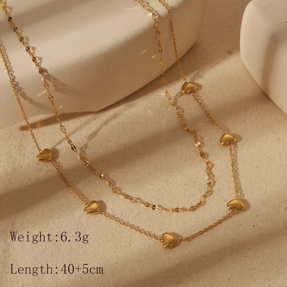 IG Style Elegant Commute Heart Shape Solid Color 304 Stainless Steel 18K Gold Plated Pendant Necklace