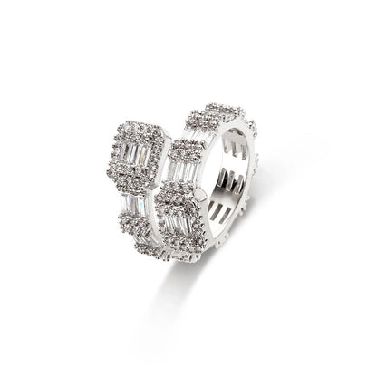 Copper Inlay Square Zircon Rings