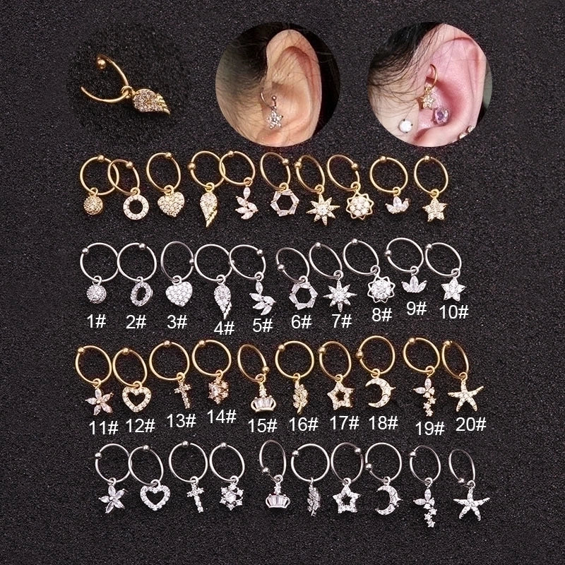 Ear Cartilage Rings & Studs Exaggerated Heart 316L Stainless Steel Copper