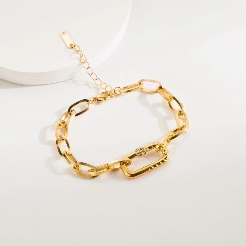 3 Pieces Elegant Vintage Style Heart Shape Lock 304 Stainless Steel Baroque Pearls 18K Gold Plated Bracelets In Bulk