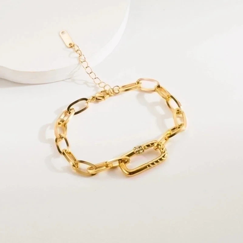 3 Pieces Elegant Vintage Style Heart Shape Lock 304 Stainless Steel Baroque Pearls 18K Gold Plated Bracelets In Bulk