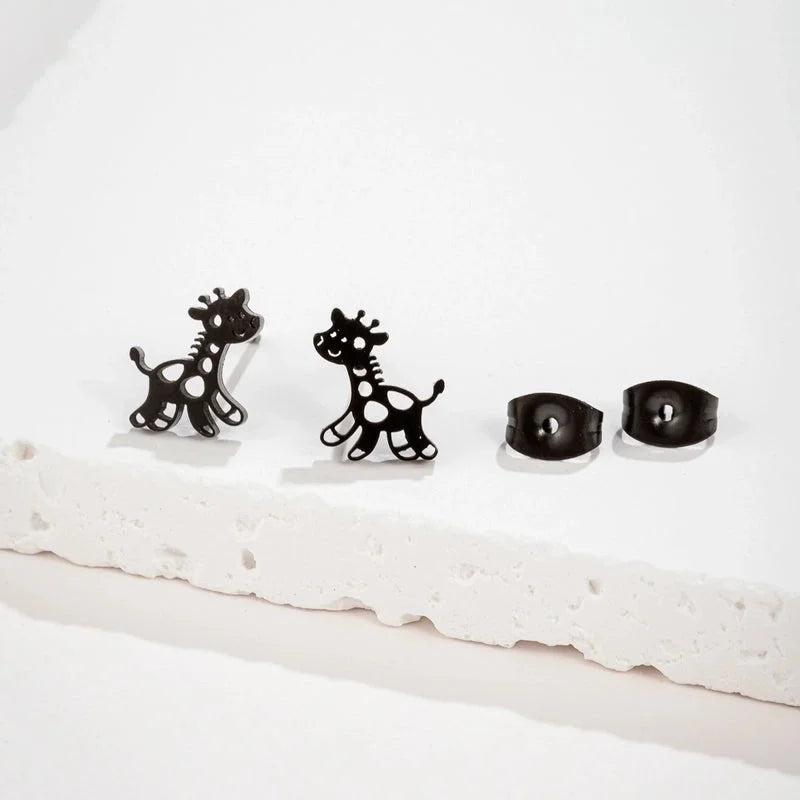 1 Pair Cute Giraffe Plating 304 Stainless Steel 18K Gold Plated Ear Studs