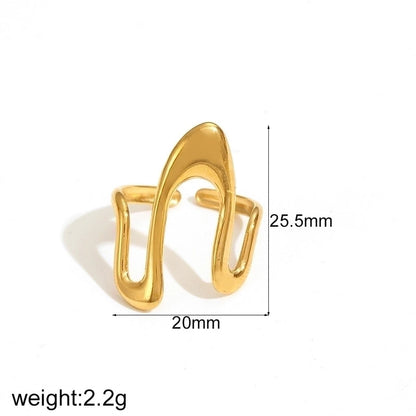 IG Style Exaggerated Geometric 304 Stainless Steel 18K Gold Plated Polishing Rings