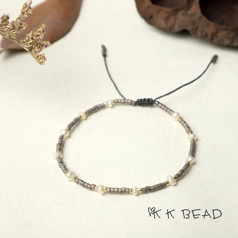 1 Piece Minimalist Color Block Freshwater Pearl Glass Beaded Bracelets