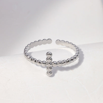 Women Minimalist Stripe Ellipse Leaf Stainless Steel Rings