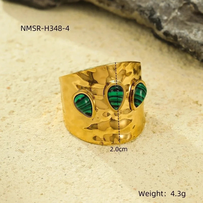 Modern Style Classic Style Geometric 304 Stainless Steel Natural Stone Plating Open Rings