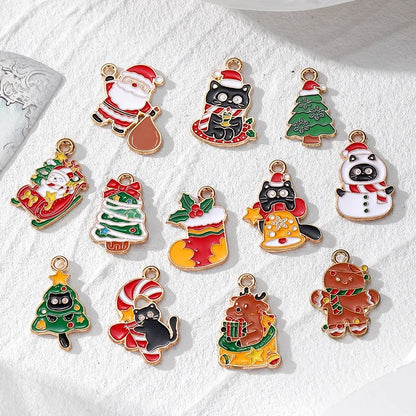 10 PCS/Package Alloy Santa Claus Pendant Jewelry Accessories
