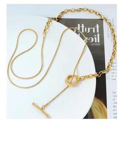 Minimalist Geometric 304 Stainless Steel 18K Gold Plated Pendant Necklace