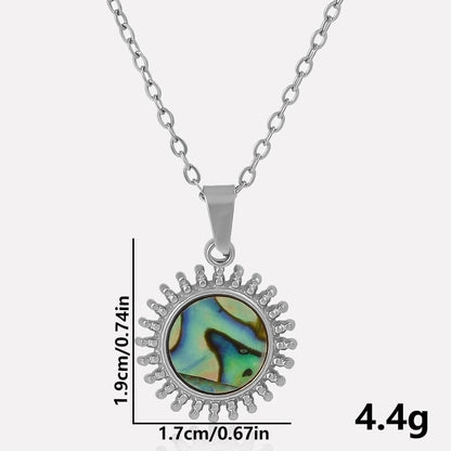 Vintage Style Classic Style Round 304 Stainless Steel Shell Abalone Shell 18K Gold Plated Irregular Plating Pendant Necklace
