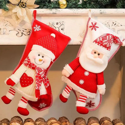 New Large Christmas Stockings Gift Bag Santa Claus Decorations Small Pendant Children's Christmas Tree Candy Bag Gift
