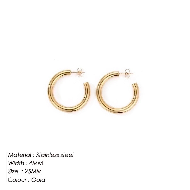 Fashion Geometric Plating 304 Stainless Steel Hoop Earrings