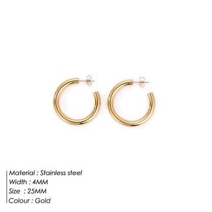 Fashion Geometric Plating 304 Stainless Steel Hoop Earrings