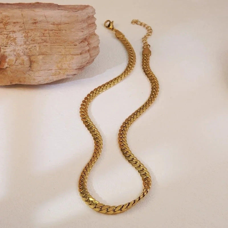 Elegant Minimalist Commute Grain 304 Stainless Steel 18K Gold Plated Jewelry Set