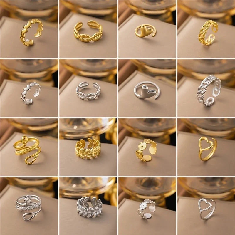 3 Pieces Minimalist Solid Color Titanium Steel Plating Rings