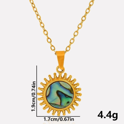 Vintage Style Classic Style Round 304 Stainless Steel Shell Abalone Shell 18K Gold Plated Irregular Plating Pendant Necklace
