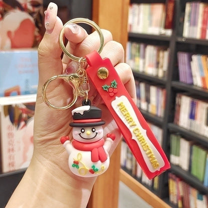 Cute Christmas Tree Santa Claus Elk PVC Metal Christmas Women's Bag Pendant Keychain