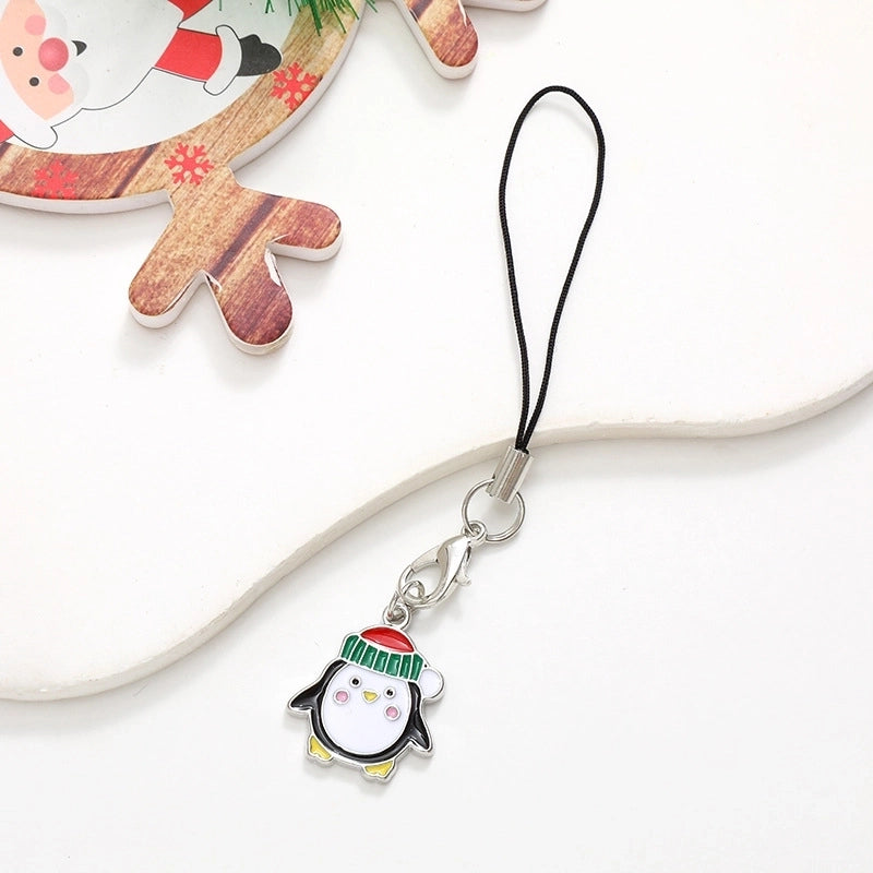 Cute Christmas Tree Snowman Snowflake Alloy Plating Christmas Bag Pendant Mobile Phone Chain
