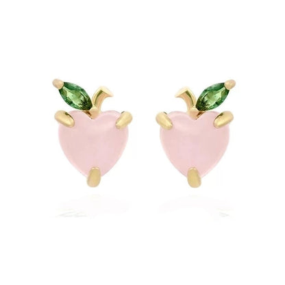Fruit Vegetable Stud 18k Real Gold Color Zirconium Copper Earrings