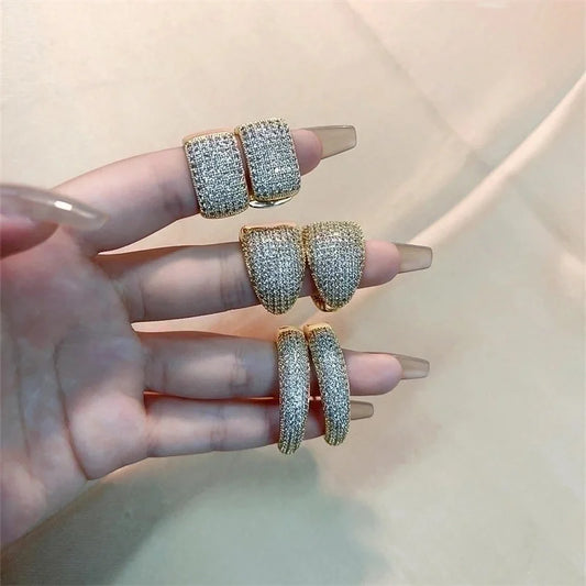 1 Pair Glam Luxurious Shiny Round Oval Solid Color Plating Inlay Copper Zircon Gold Plated Earrings