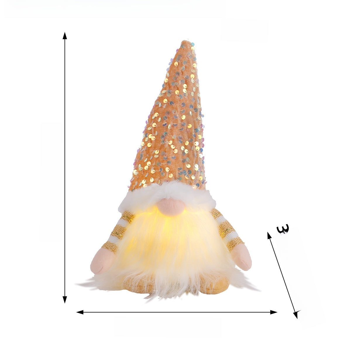 Christmas Decoration Christmas Sequin Lighted Rudolph Doll Christmas Glowing Faceless Gnome Doll Ornament