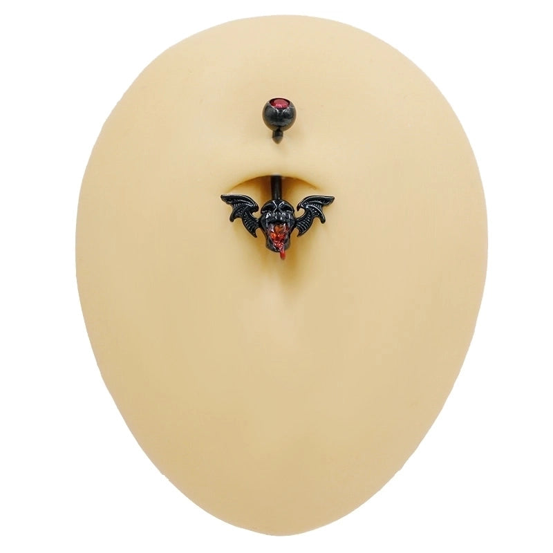 1 Piece Belly Rings Hip-Hop Funny Bat 316 Stainless Steel Alloy Inlay Rhinestones