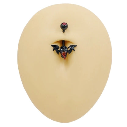 1 Piece Belly Rings Hip-Hop Funny Bat 316 Stainless Steel Alloy Inlay Rhinestones