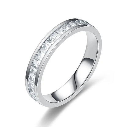 Basic Modern Style Classic Style Geometric Titanium Steel Zircon Inlay Rings