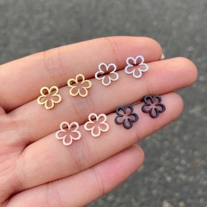 1 Pair Fashion Flower Plating 304 Stainless Steel 18K Gold Plated Ear Studs