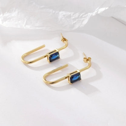 1 Pair Classic Style Geometric Plating Inlay 304 Stainless Steel Zircon Gold Plated Earrings