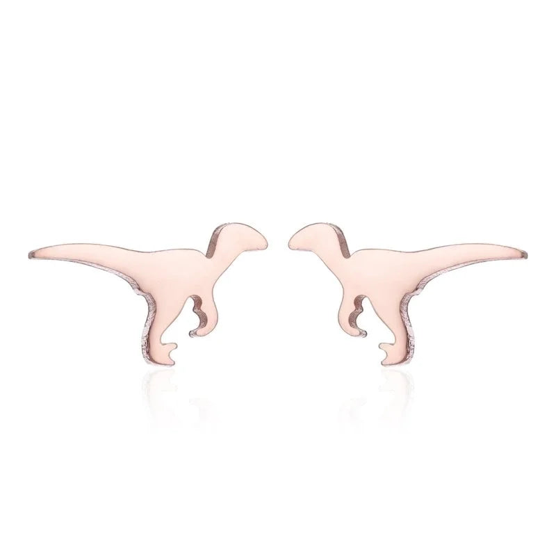 1 Pair Minimalist Dinosaur Plating 304 Stainless Steel 18K Gold Plated Ear Studs