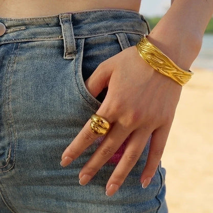 Minimalist Solid Color 304 Stainless Steel Plating Rings