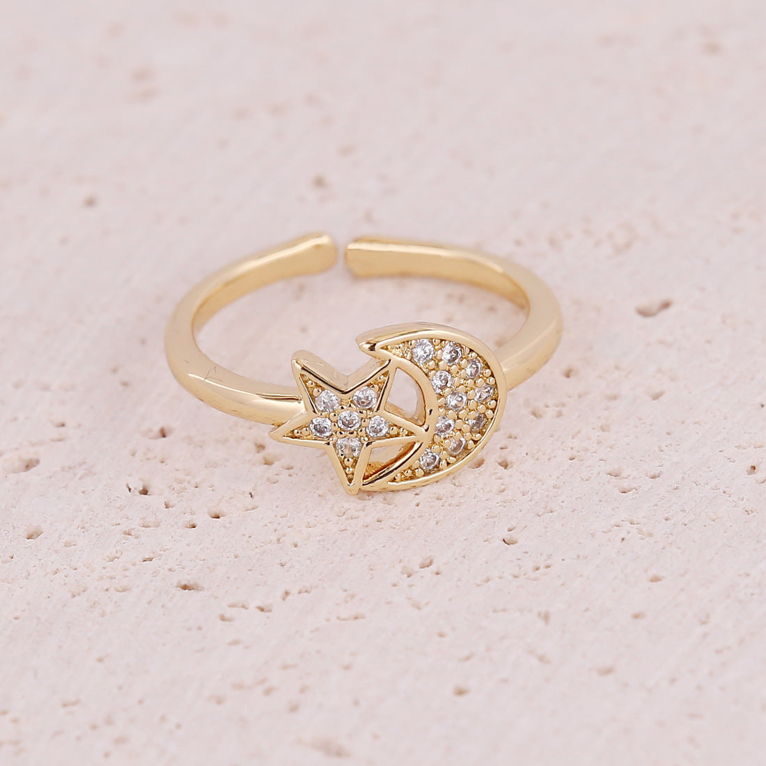 Women Eye Moon Star Copper Zircon Rings