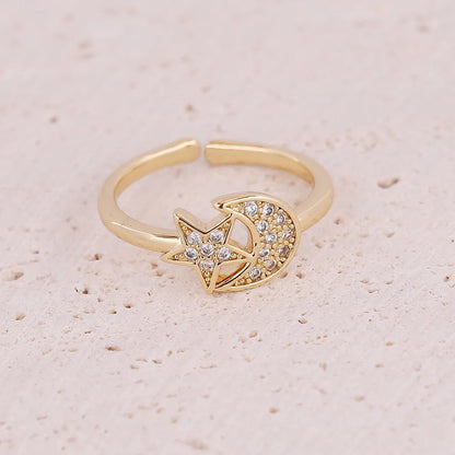 Women Eye Moon Star Copper Zircon Rings