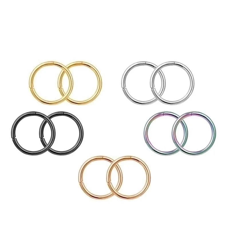 2 Pieces Retro Circle Titanium Steel Nose Ring 1 Piece