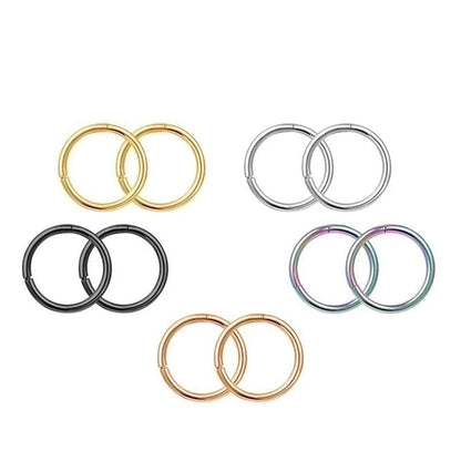 2 Pieces Retro Circle Titanium Steel Nose Ring 1 Piece