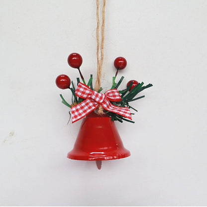 2 Pieces Christmas Decoration Christmas Tree Pendant Five Star Snowflake Bell Hemp Rope Berry Accessories Christmas Bell