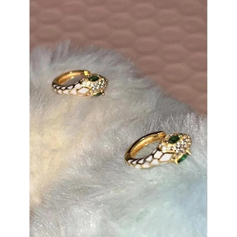 1 Pair Minimalist Snake Plating Copper Hoop Earrings