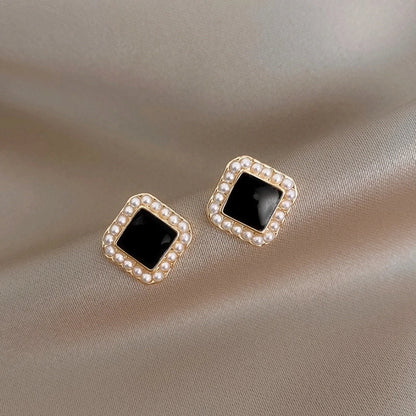 10 Pieces Minimalist Heart Shape Flower Bow Knot Imitation Pearl Alloy Rhinestone Irregular Women\'S Earrings 1 Pair