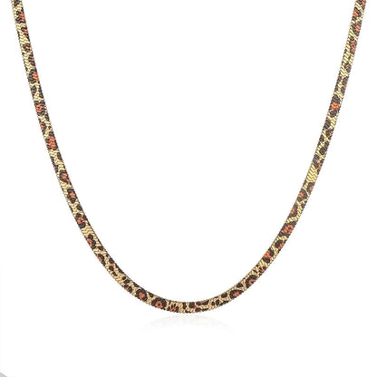 Vintage Style Snake Pattern Leopard 304 Stainless Steel 18K Gold Plated Plating Bracelets Necklace Snake Chain