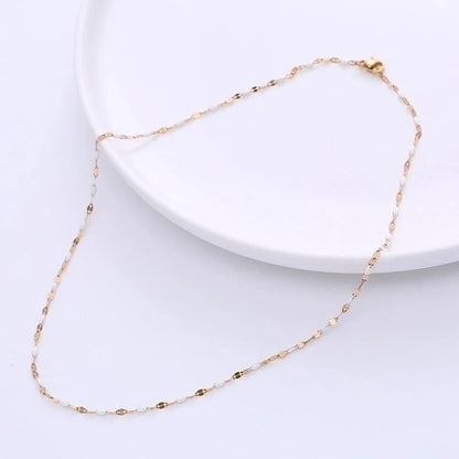 Casual Lips 304 Stainless Steel No Inlaid 18K Gold Plated Epoxy Chain Stainless Steel Necklaces