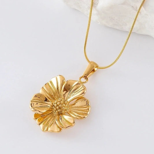 Casual Elegant Classic Style Flower 304 Stainless Steel Pendant Necklace